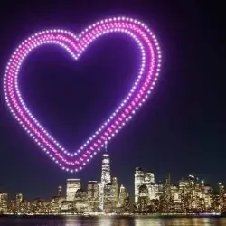 Drones creating a heart in the sky